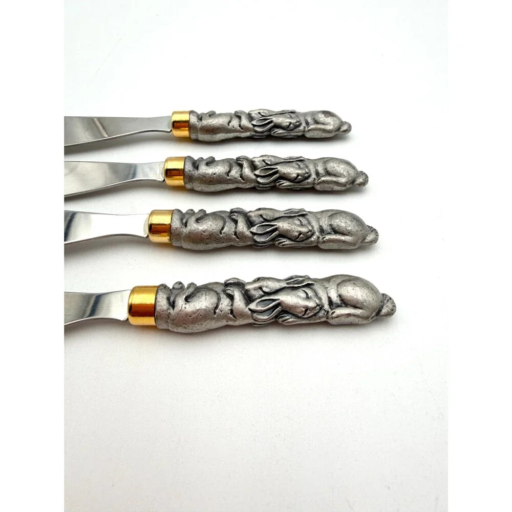 Set of 4 Bunnies Cheese or Butter Spreaders by Arthur Court